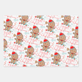 Gingerbread House Cookie Snowflake Frohe Weihnacht Geschenkpapier Set (Vorderseite 3)
