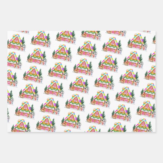 Gingerbread House Cookie Snowflake Frohe Weihnacht Geschenkpapier Set (Vorderseite 2)