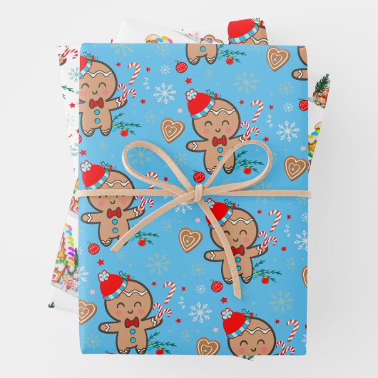 Gingerbread House Cookie Snowflake Frohe Weihnacht Geschenkpapier Set (Beispiel)