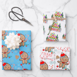 Gingerbread House Cookie Snowflake Frohe Weihnacht Geschenkpapier Set