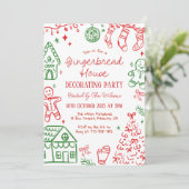 Gingerbread House Decorating Christmas Party Einladung (Stehend Vorderseite)