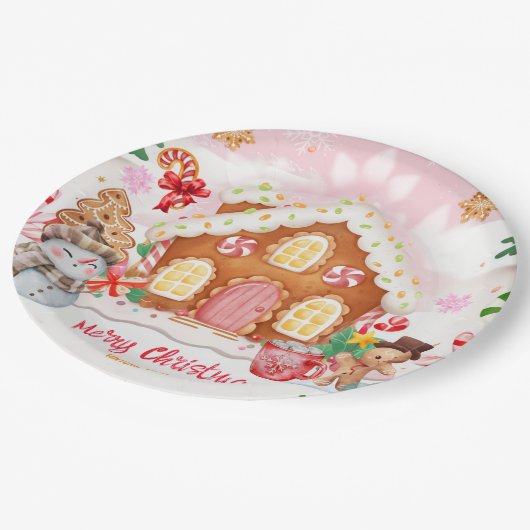 Gingerbread House Decorating Party Pappteller (Schrägansicht)