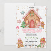 Gingerbread House Decorating pink theme Invitation Einladung (Vorne/Hinten)