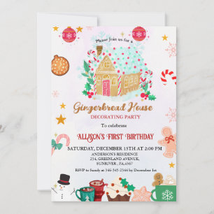 Gingerbread House Decoration Party 1. Geburtstag Einladung