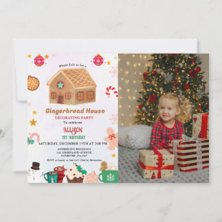 Gingerbread House Decoration Party 1. Geburtstag Einladung