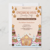 Gingerbread House Decoration Party Brown Einladung (Vorderseite)
