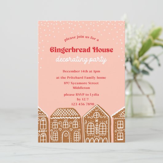 Gingerbread House Decoration Party Einladung (Stehend Vorderseite)