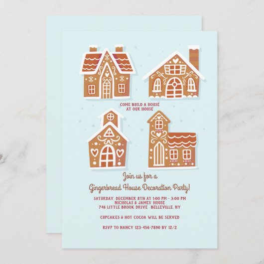 Gingerbread House Decoration Party Einladung (Vorne/Hinten)