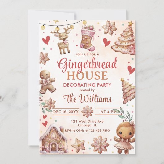 Gingerbread House Decoration Party Einladung (Vorderseite)