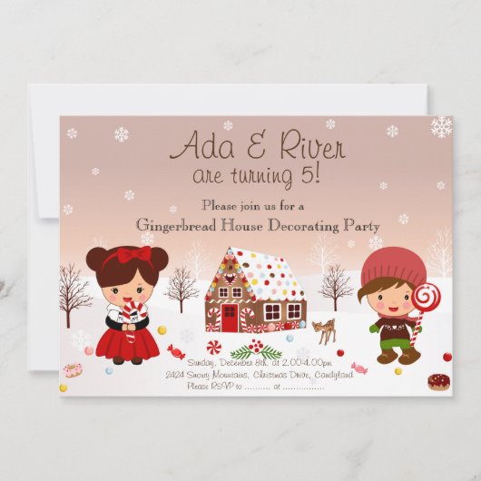 Gingerbread House Decoration Party Einladung (Vorderseite)