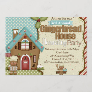 Gingerbread House Decoration Party Einladung