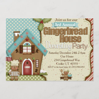 Gingerbread House Decoration Party Einladung