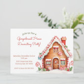 Gingerbread House Decoration Party Einladung (Stehend Vorderseite)