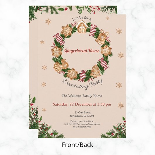 Gingerbread House Decoration Party Kränze Design Einladung