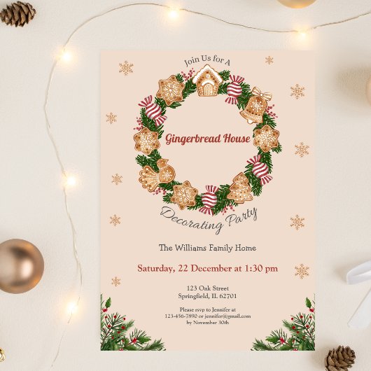 Gingerbread House Decoration Party Kränze Design Einladung
