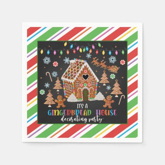 Gingerbread House Decoration Party Napkin - Blk Serviette (Vorderseite)