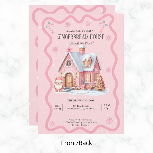 Gingerbread House Decoration Party Pink Einladung
