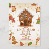Gingerbread House Decoration Party Weihnachten Einladung (Vorne/Hinten)