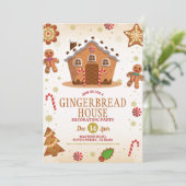 Gingerbread House Decoration Party Weihnachten Einladung (Stehend Vorderseite)