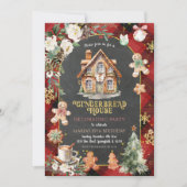 Gingerbread House Decoration Party Weihnachten Kar Einladung (Vorderseite)