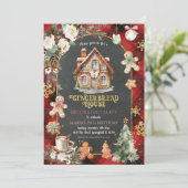 Gingerbread House Decoration Party Weihnachten Kar Einladung (Stehend Vorderseite)