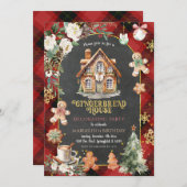 Gingerbread House Decoration Party Weihnachten Kar Einladung (Vorne/Hinten)