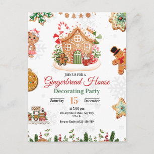 Gingerbread House Decoration Party Weihnachten Postkarte
