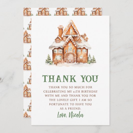 Gingerbread House Dekorieren Geburtstagsparty Dankeskarte (Vorne/Hinten)