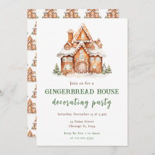 Gingerbread House Dekorieren Weihnachtsgebäck Part Einladung