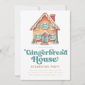 Gingerbread House Dekorieren Weihnachtsgebäck Part Einladung (Vorderseite)