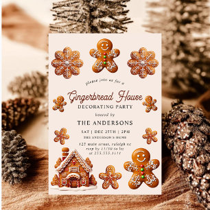 Gingerbread House Dekorieren Weihnachtsgebäck Part Einladung