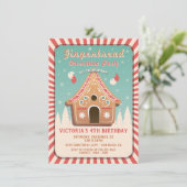 Gingerbread House Dekorieren Weihnachtsgebäck Part Einladung (Stehend Vorderseite)