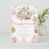 Gingerbread House Dekorieren Weihnachtsgebäck Part Einladung (Stehend Vorderseite)