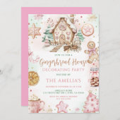 Gingerbread House Dekorieren Weihnachtsgebäck Part Einladung (Vorne/Hinten)