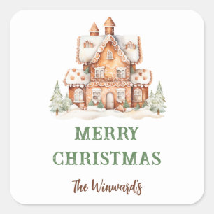 Gingerbread House Dekorieren Weihnachtsgebäck Part Quadratischer Aufkleber