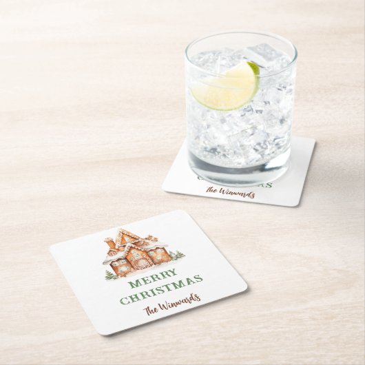 Gingerbread House Dekorieren Weihnachtsgebäck Part Rechteckiger Pappuntersetzer (Vor Ort)