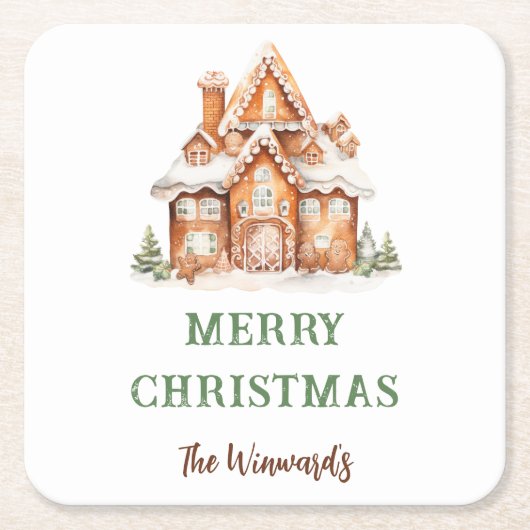 Gingerbread House Dekorieren Weihnachtsgebäck Part Rechteckiger Pappuntersetzer (Vorderseite)
