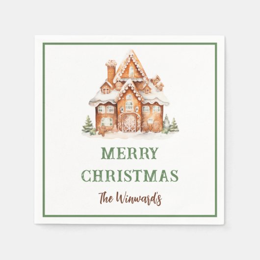 Gingerbread House Dekorieren Weihnachtsgebäck Part Serviette (Vorderseite)