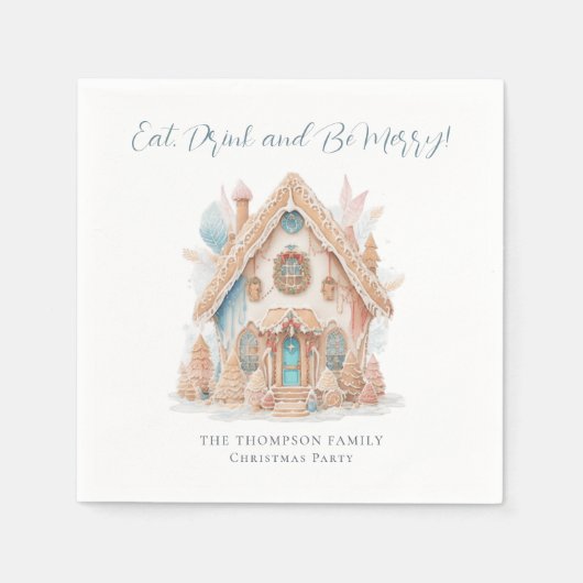 Gingerbread House Eat Drink Sei frohe Weihnachten Serviette (Vorderseite)