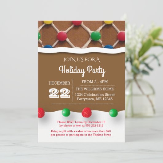 Gingerbread House Einladung (Stehend Vorderseite)