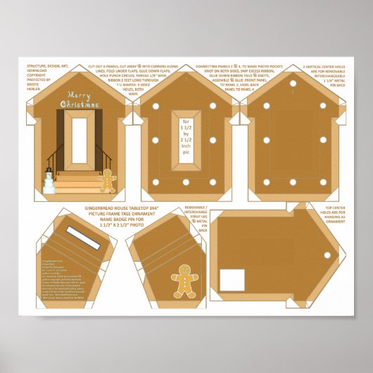Gingerbread House Frohe Weihnachts-DIY-Foto Rahmen Poster (Vorne)