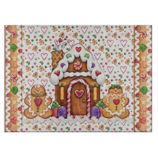 Gingerbread House Gingerbread Man Cutting Board Schneidebrett (Vorderseite)