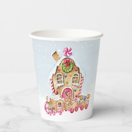 Gingerbread House Gingerbrot Papiertasse Pappbecher (Rückseite)