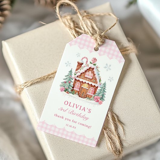Gingerbread House Girl Birthday Party Geschenkanhänger