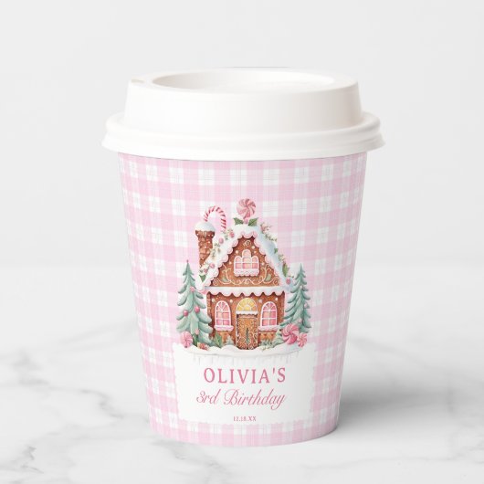 Gingerbread House Girl Birthday Party Pappbecher (Rückseite)