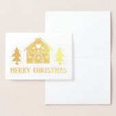 Gingerbread House Gold Foil Frohe Weihnachten Folienkarte (Anzeige)