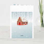 Gingerbread House Grußkarte zu Weihnachten! Feiertagskarte (Rückseite)