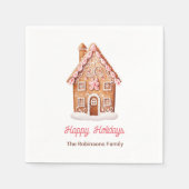 Gingerbread House Happy Holidays Weihnachten Serviette (Vorderseite)