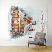 Gingerbread House Holiday Backdrop Wandteppich (Beispiel (Horizontal))