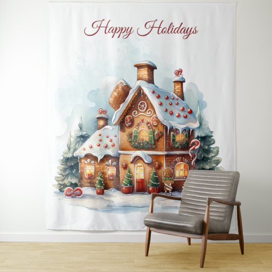 Gingerbread House Holiday Backdrop Wandteppich (Beispiel)